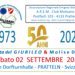 PROGRAMMA – Festa del  GIUBILEO  &  MOLISE  Day 02.09.2023 Pratteln/Basilea – Svizzera